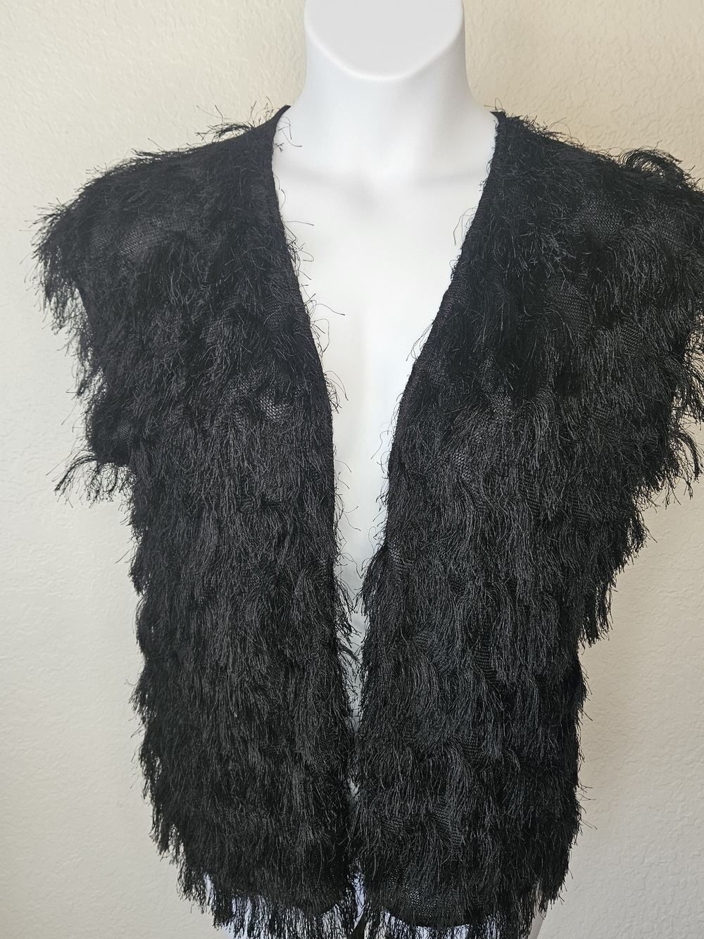 City Chic Black Faux-Fur Open Front Vest